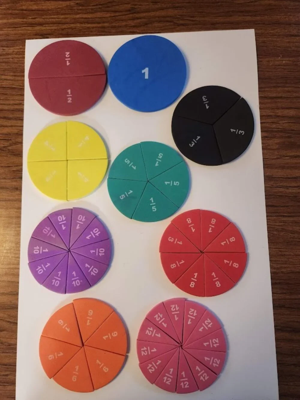 Foam Numbered Fraction Circles Math Manipulatives Toys Tools Educational Kit Set